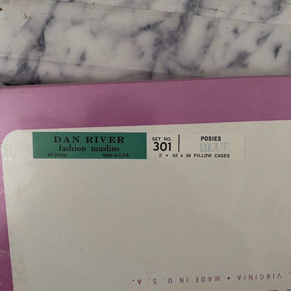 Vintage Dan River Fine Muslin Cotton Pillow Cases New- Only Top Lid Opened (NOS) - Picture 5 of 7